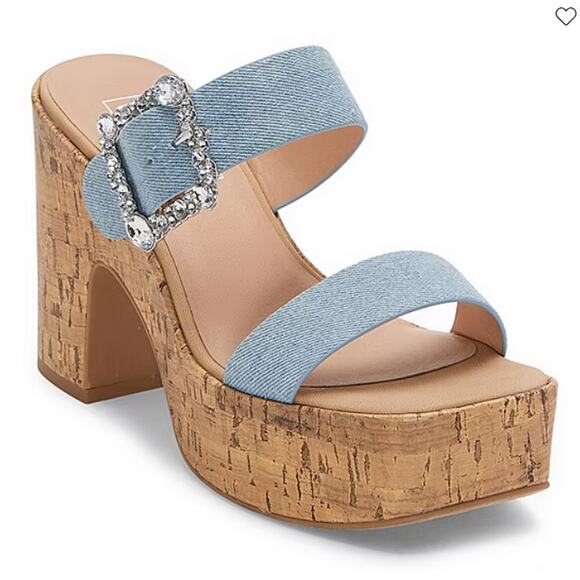 Pop Womens Sharice Heeled Sandals Denim Light Blue Size 9.5M - Picture 1 of 11